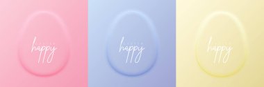 Set of pastel colored 3D egg shape frame design. Collection of geometric backdrop for easter product display, spring festival design, happy easter card, presentation, luxury banner, cover and web. clipart