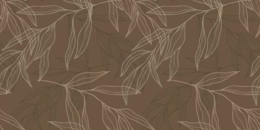Elle çizilmiş yapraklar ve dallarla kusursuz desen. Duvar kağıdı, ambalaj kağıdı, tekstil ürünleri, baskı, web siteleri, arka plan, sosyal medya, blog, sunum ve tebrik kartları için mükemmel.