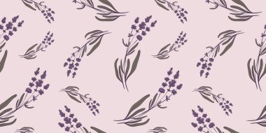 Kusursuz desenli, elle çizilmiş lavanta çiçekleri. Duvar kağıdı, ambalaj kağıdı, tekstil ürünleri, baskı, web siteleri, arka plan, sosyal medya, blog, sunum ve tebrik kartları için mükemmel.