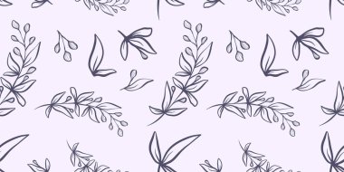 Duvar kağıdı, ambalaj kağıdı, tekstil ürünleri, baskı, web siteleri, arka plan, sosyal medya, blog, sunum ve tebrik kartları için el yapımı botanik ve çiçek unsurları ile kusursuz desen.