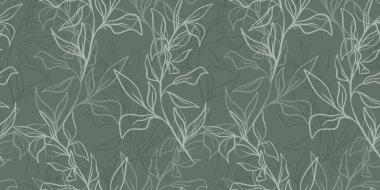 Duvar kağıdı, ambalaj kağıdı, tekstil ürünleri, baskı, web siteleri, arka plan, sosyal medya, blog, sunum ve tebrik kartları için el yapımı botanik ve çiçek unsurları ile kusursuz desen.