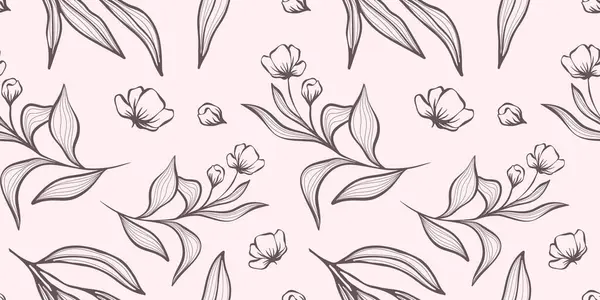 Duvar kağıdı, ambalaj kağıdı, tekstil ürünleri, baskı, web siteleri, arka plan, sosyal medya, blog, sunum ve tebrik kartları için el yapımı botanik ve çiçek unsurları ile kusursuz desen.
