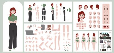 İş kadını avatarı animasyon için uygun. Jeneratör, farklı göz, dudak, duygu ifadeleri ağız animasyonu ve dudak senkronizasyonu yaratıcısı. Kız karakter yüz ve vücut hareketi.