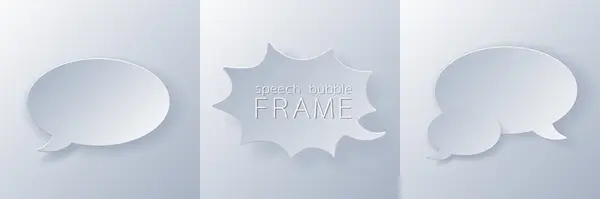 Kağıt kesiği Gri Konuşma Baloncukları. 3D Kağıt, poster ve el ilanları, sunum, web, sosyal medya, tasarım, pankart, çıkartma ve hikayeler için konuşma çerçevesi simgesini kesti.