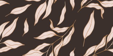 Elle çizilmiş yapraklar ve dallarla kusursuz döngüler. Duvar kağıdı, ambalaj kağıdı, tekstil ürünleri, baskı, web siteleri, arka plan, sosyal medya, blog, sunum ve tebrik kartları için mükemmel.