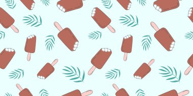 Kumaş, çizim etiketleri, tişört baskısı, çocuk odasının duvar kağıdı, tatil, tatil, tatil veya yaz tasarımı için mavi zemin üzerinde kusursuz desenler..