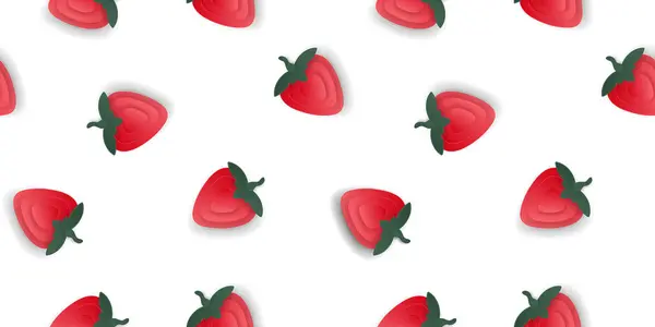 stock vector Seamless pattern 3d papercut strawberries cutout fruit. Summer strawberry layered fruits for restaurant, food, drinks, bars, recipes, summer, sweets, vegan, social media, presentation design.