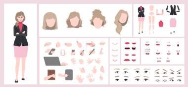 İş kadını avatarı animasyon için uygun. Jeneratör, farklı göz, dudak, duygu ifadeleri ağız animasyonu ve dudak senkronizasyonu yaratıcısı. Kız karakter yüz ve vücut hareketi.