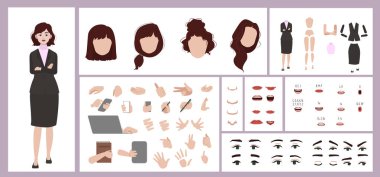 İş kadını avatarı animasyon için uygun. Jeneratör, farklı göz, dudak, duygu ifadeleri ağız animasyonu ve dudak senkronizasyonu yaratıcısı. Kız karakter yüz ve vücut hareketi.