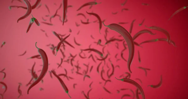 Koyu Canlı Kırmızı Biberlerin Boyutlu Tasviri — Stok fotoğraf