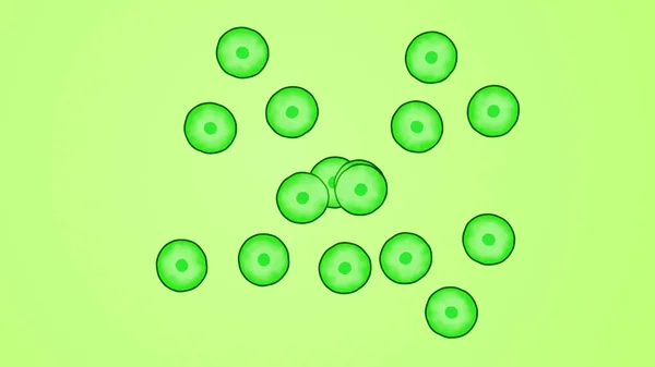Ilustracja Wielu Jasnozielonych Komórek Biologicznych — Zdjęcie stockowe