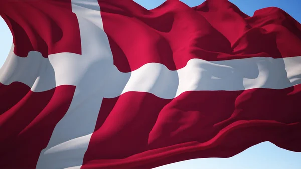 Danimarka bayrağı rüzgarda dalgalanıyor
