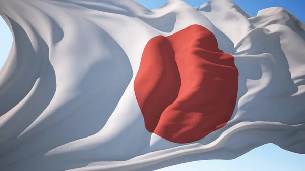 Japonya bayrağı rüzgarda dalgalanıyor