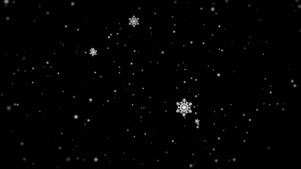 White Snow Falling Isolated Black Background — Stock Photo, Image