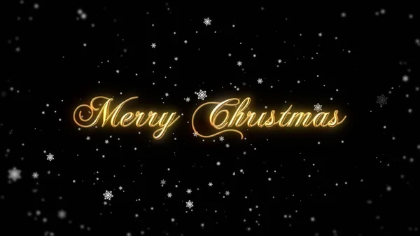 Merry Christmas Wishes Snowfall Black Background — Stock Photo, Image