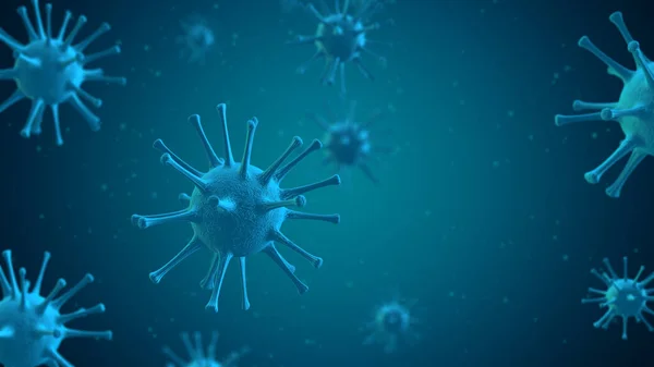 Blauwe Spiky Virus Illustratie — Stockfoto