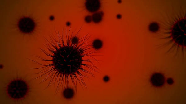 Illustratie Van Een Donkere Spiky Viruscel Rode Achtergrond — Stockfoto