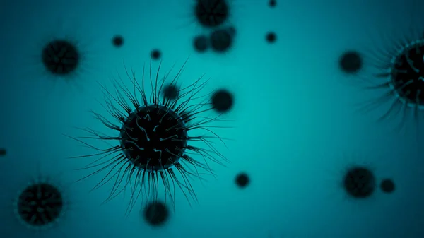Illustratie Van Een Donkere Spiky Viruscel Blauwe Achtergrond — Stockfoto