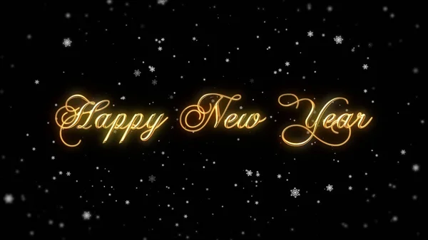 Feliz Año Nuevo Deseos Con Nevadas Sobre Fondo Negro Imagen De Stock