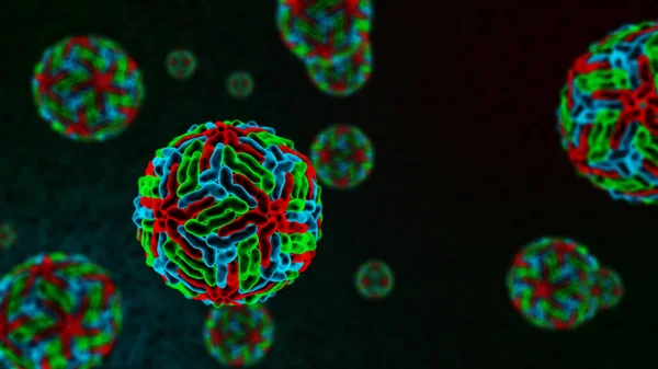 Neon Renkli Dang Virüsünün Dijital Llüstrasyonu — Stok fotoğraf