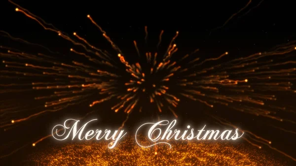 Christmas Wishes Golden Particles Explosion Dark Background — Stock Photo, Image