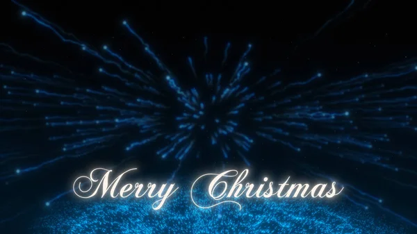 Weihnachtswünsche Mit Explosion Blauer Teilchen Auf Dunklem Hintergrund — Stockfoto