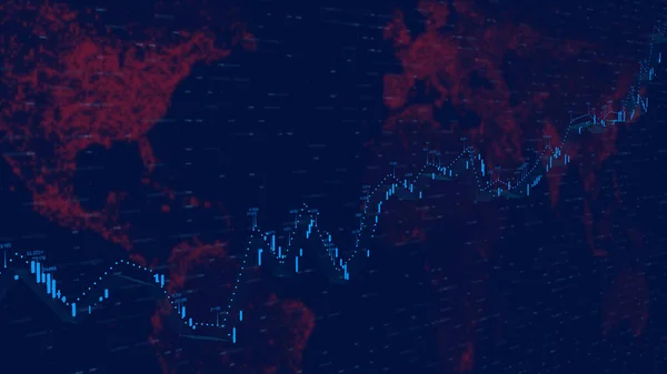 Candlestick Patterns World Map Showing Global Market — Stock Photo, Image