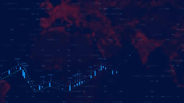 Kandelaar Grafiek Analyse Met Global Map — Stockfoto