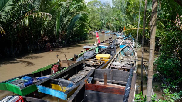 stock image Aarrangement Of Traditional Fishing Boats In Tributaries