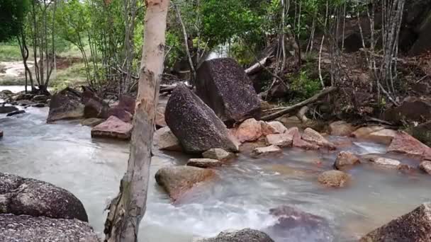Φρέσκο Νερό Του Ποταμού Που Ρέει Από Την Ινδονησία Καταρράκτες — Αρχείο Βίντεο