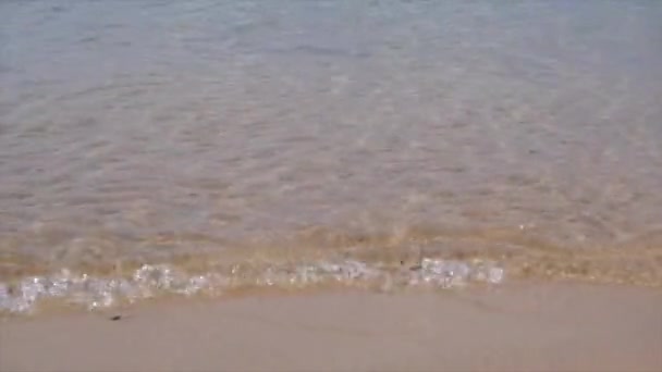 Fale Czystej Wody Morskiej Plaży Mieście Muntok Południu — Wideo stockowe