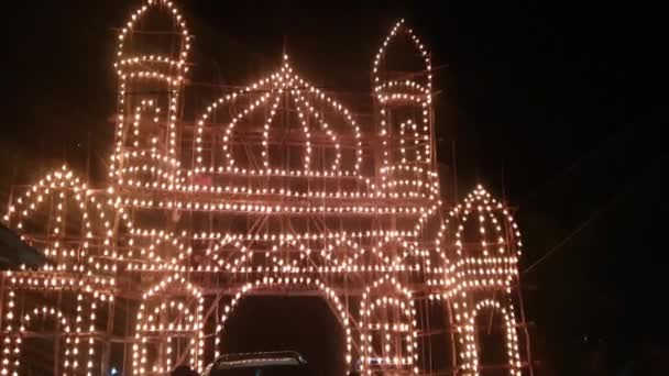 Культурный Фестиваль Рамадан Likur Gate Lamp Decoration Деревне Манкунг Западный — стоковое видео