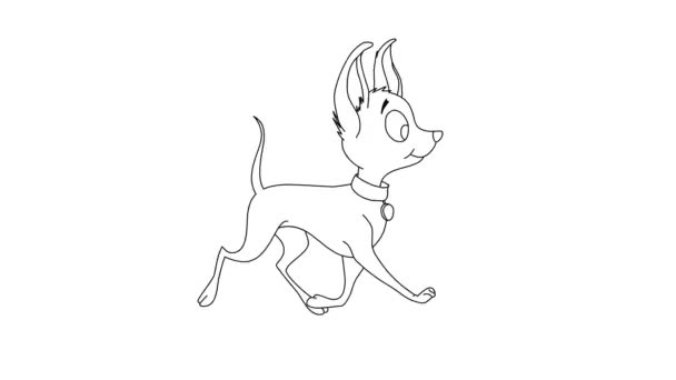 Cartoon Puppy Walking White Isolated Background — Stock Video