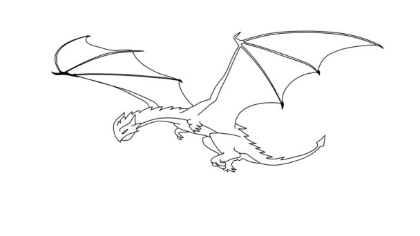 Hand Drawn Animation Dragon Flying Cartoon Character Isolated White Background — Stock Video