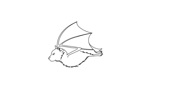 Bat Flying Animation Cartoon Character Isolated White Background — 비디오