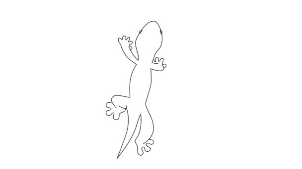 Lizard Walking Wall Animatie Stripfiguur Geïsoleerd Witte Achtergrond — Stockvideo