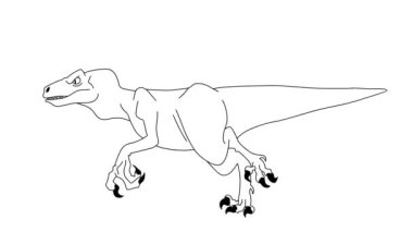 Dinozor T-rex Çalışan Canlandırması Beyaz Arkaplanda İzole Edildi