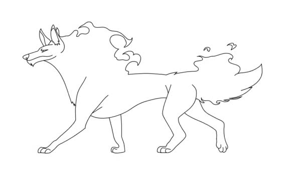 Hand Drawn Animation Fiction Animal Character Walking Motion Cartoon Part — Stock Video