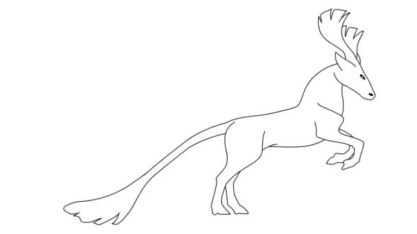 Ręcznie Rysowane Animacja Fikcyjne Zwierzę Znaków Skoków Część Izolowanym Białym — Wideo stockowe