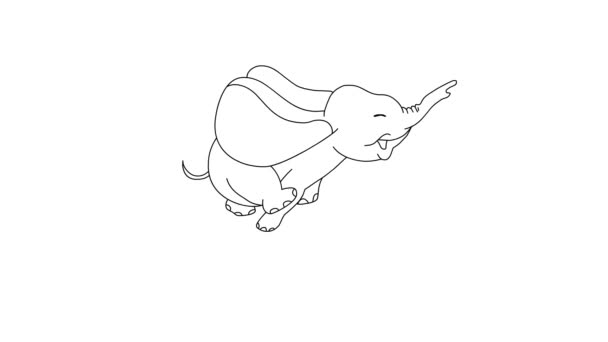象のランニングサイクル漫画の隔離された白い背景 — ストック動画