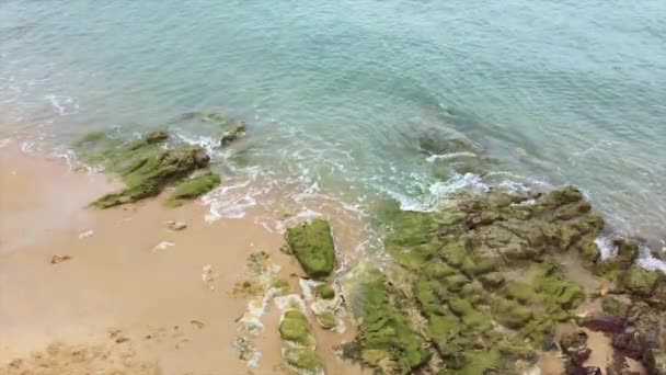 Crashing Blue Sea Waves Strretch Rocks Coast Your Cape View — Stock video