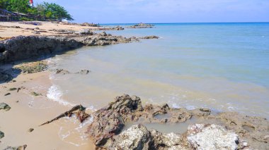 Endonezya, Tanjung Kalian 'daki Deniz Suyu Erozyonu Kıyı Kayalarının Doğal Sahnesi