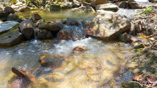 A Fresh Stream Of Fresh Water With Rocks, In A Tropical Forest, Daya Baru Village, Indonesia