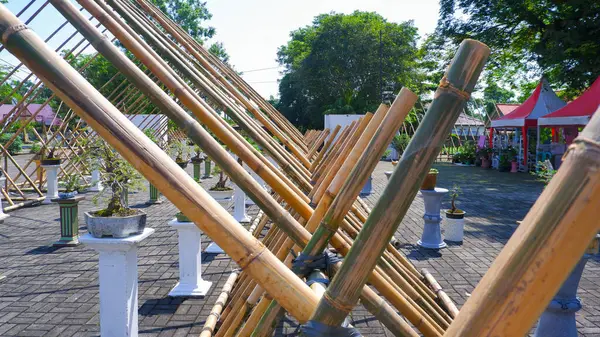 Bonsai Süs Bitkisi Sergisi 'nin Bahçe Galerisinde Bambu Çerçeve Yapımı