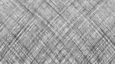 Yoğun çapraz çizgilerin çizgi kalınlığı ve aralığı biraz değişken ve dinamik, desenli siyah beyaz arkaplanı olan animasyonu.