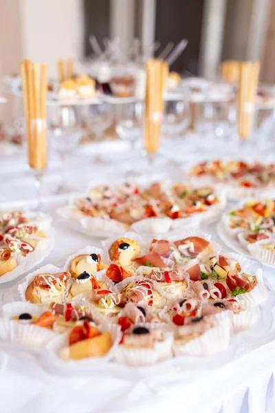 Fresh appetizers on plate. Food and event concept. Space for copy.