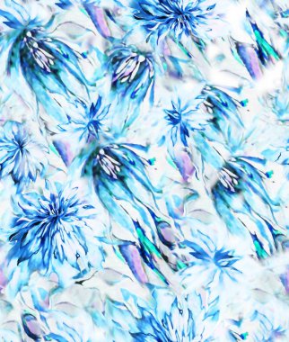 Soyut çiçeklerle dikişsiz suluboya desen. Güzel çiçek arkaplanı. Renkli el yapımı dekorasyon. Herhangi bir tasarım Botanik duvar kağıdı. suluboya resim. 