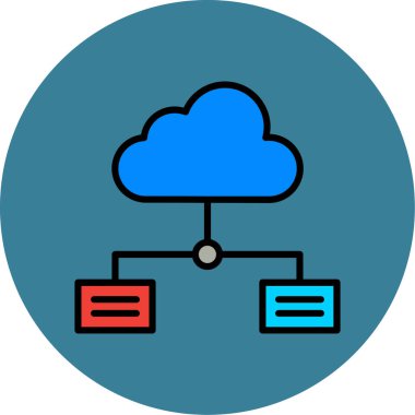 veri bulut sunucusu simgesi doldurulmuş ana hatlar biçiminde