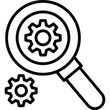 ana hat biçiminde dişli büyüteç simgesi