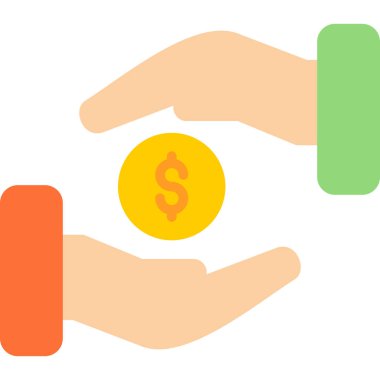 el ele para sikke ikonu vektör illüstrasyon tasarımı